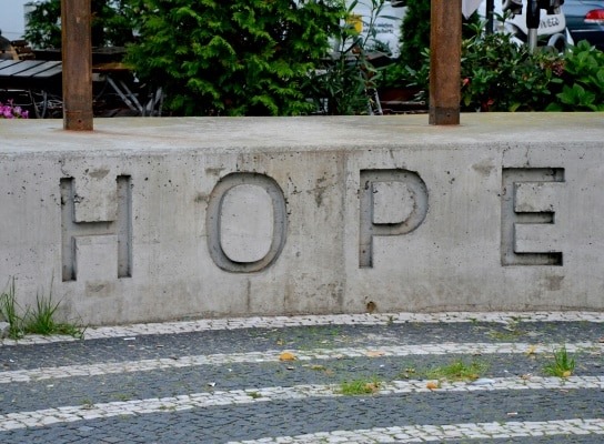Toxic positivity - image of a concrete hope sign